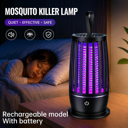 2 in 1 Mosquito Killer Lamp UV Light Insect Trap USB Rechargeable Quiet Night Light Bug Zapper for Home Bedroom Camping Outdoor