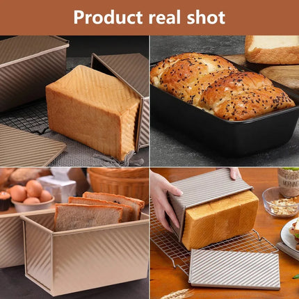 Rectangle Loaf Pan Baking Toast Pullman Box Tray Cake Tin Pans Molds Mold Lid Plates Making Non French Tool Metal Nonstick Mould