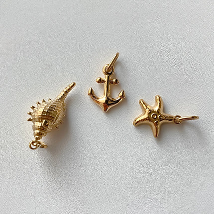 Stainless Steel charms Ocean shell conch golden pendant Summer beach Handmade Necklace Bracelet DIY charms for jewelry making