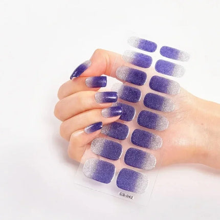 UV Semi-Cured Gel Nail Wraps Stickers Strips French Long Lasting Full Cover LED Gel Semi Cured Nail Sliders For Nail Extension