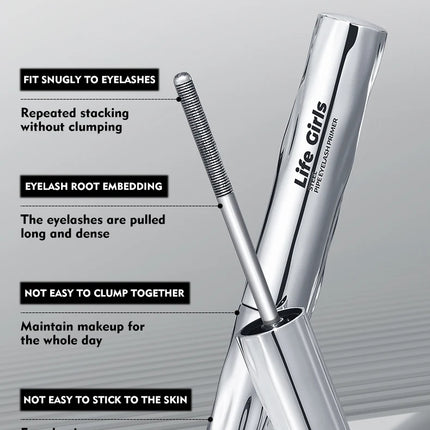 Life Girls 0.05MM Steel Pipe gravity Mascara Waterproof Long-lasting Thick Eyelash Primer Easy to Use Suitable for Beginners