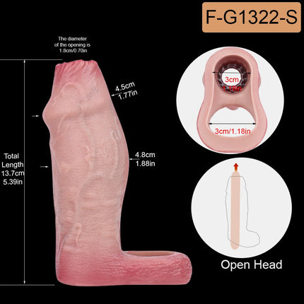 SXXY 2 Colors Silicone Realistic Deep Veins Open Head Penis Sleeve For Men Delay Ejaculation Soft Inner Thread Cock Ring Dick Sh
