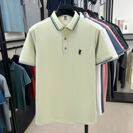 100% cotton summer new brand embroidered Paul high-quality POLO shirt high-end men's comfortable lightweight T-shirt short top