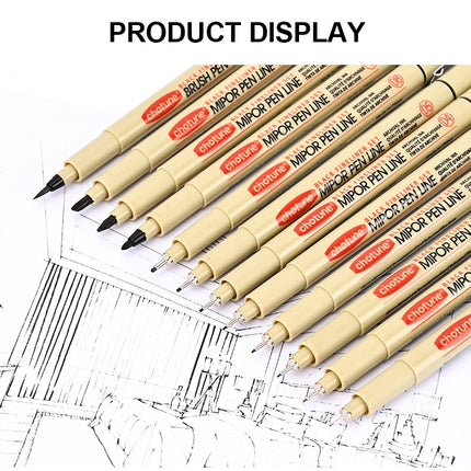 12 Tip Pigment Liner Micron Ink Marker Pen for Manga Draw Sketching Needle Pen Hook Line Pen Sketch Stationery Set Art Supplies