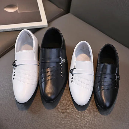 Spring Autumn Boy Leather Shoe Fashion Causal Children's Slip-on Loafers Versatile Kids Formal Students Performance Black Shoes