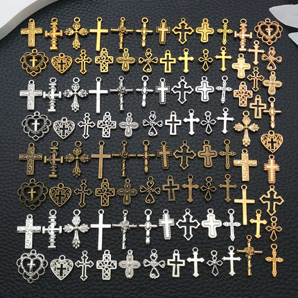 20/100 Styles Antique Silver Crosses - Perfect for Handmade Jewelry like Necklaces, Bracelets & Earrings"