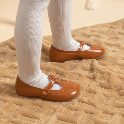 Toddler Little Kid Girls Mary Jane Flats Comfortable Perforated Leather Strap Casual Dress Shoes Versatile Party School Shoes