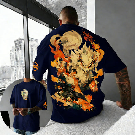 Pokemon  Anime Men and Women Summer T-shirt New Arcanine Creative Printed Street Hip Hop Loose Casual Y2K Parent Child Top