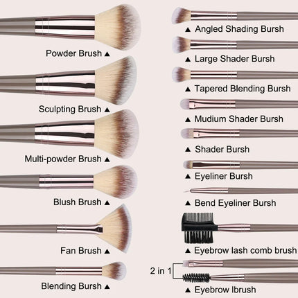 Professional Makeup Brushes Set 1-15Pcs Foundation Powder Contour Highlight Concealer Eyeshadow Brow Blending Brush Kabuki Tools