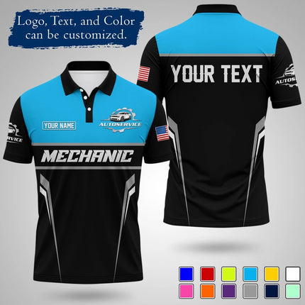 Mens Customizable Mechanic Work Polo Shirts Personalized Text And Logo Short Sleeve Tops 2026 Summer Breathable Sports POLO Tops