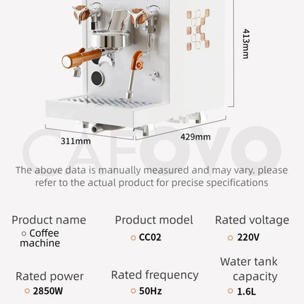 CAFOVO E130 E61 Dual Boiler Commercial Espresso Machine with Flow Control PID Espresso Maker OPV Adjustable Extraction Pressure