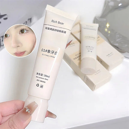 Moisturizing Liquid Foundation Ivory White Natural Color BB Cream Waterproof Lasting Base Concealer Lightweight NonSticky Makeup