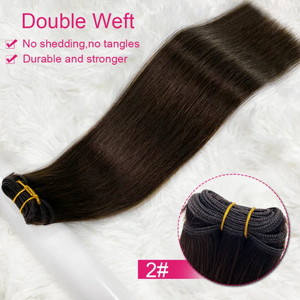 Double Weft Russian Remy Real Human Hair Weave Weft Extensions Full Head 100g Machine Weft 100% Thick Bundle Ombre BrazilianHair