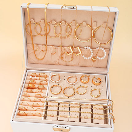 67 Pcs/Set Boho Style Metal Earrings Necklaces Rings Bracelets Multi Piece Jewelry Set For Women Daily Wear New 2024 Fashion
