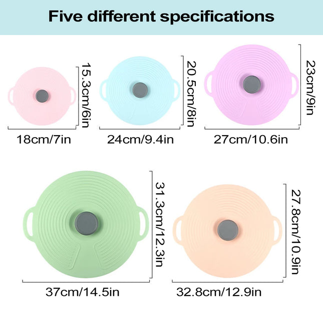 Leeseph Silicone Lids for Bowl, Reusable Sealed Suction Lids Fits Cups, Bowls, Plates, Pots, Pans, Food Storage Kitchen Gadgets