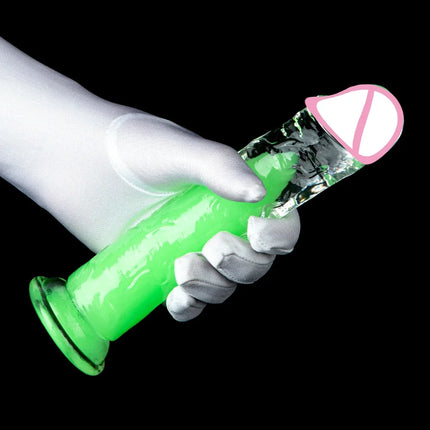 Fluorescent Green Dildos for Women Realistic Big Jelly Dildo Female Masturbator Prostate Stimulator Lesbian Sex Toys for Women