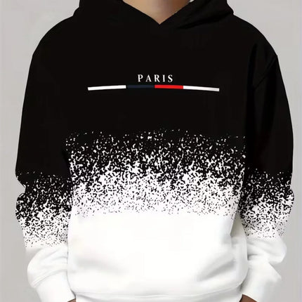 Kids Hoodie Gradient Paris 3D Print Graphic Fashion Child Sweatshirt Kids Clothing Round Neck Hoodies for Boy Street Casual Tops