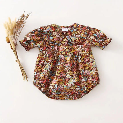 Floral Summer Baby Girl Playsuit Short Sleeve Cotton Baby Girl Romper Newborn Baby One-piece