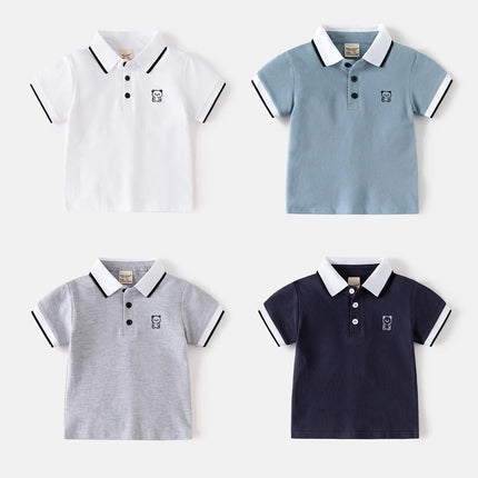 Children's short-sleeved T-shirt 2025 boys polo shirt baby half-sleeved embroidery top Korean version children's clothing