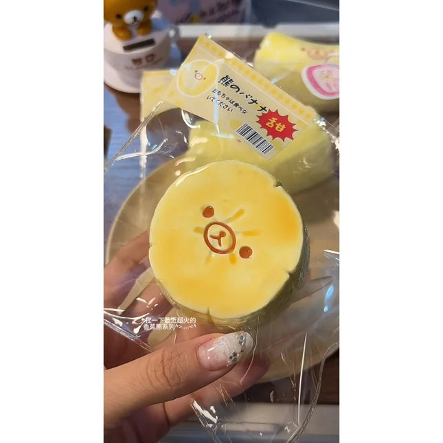 2026 New Soft toy with YOGURT PUREE like texture - Banana slice bear shaped to relieve stress - Food grade silicone