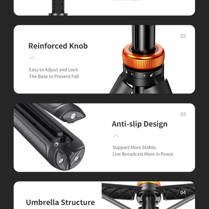 1.49M Wireless Selfie Stick Tripod Stand with Bluetooth Remote Extendable Tripod for iPhone Mobile Phone Tiktok Live Streaming