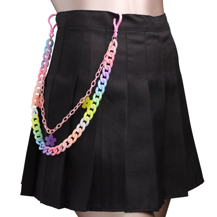 Doulbe Layered Pink Color Strawberry Resin Chain Keychains Women Girls Hip Hop Waist Chain Pants Trousers Chain Bohemian Jewelry