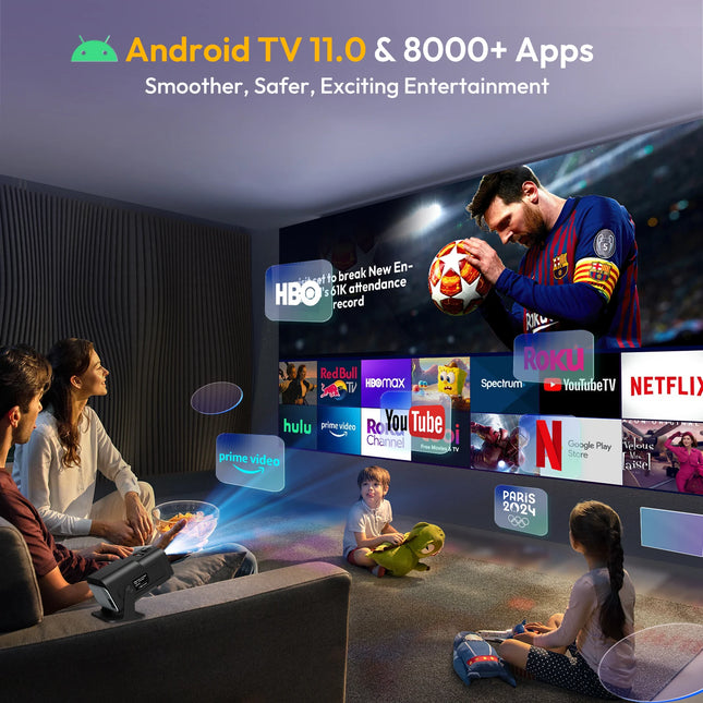 HY320mini 4K Android 11 Projector Native 1080P 390ANSI Dual Wifi6 BT5.0 1920*1080P Cinema portable Projetor upgrated HY300