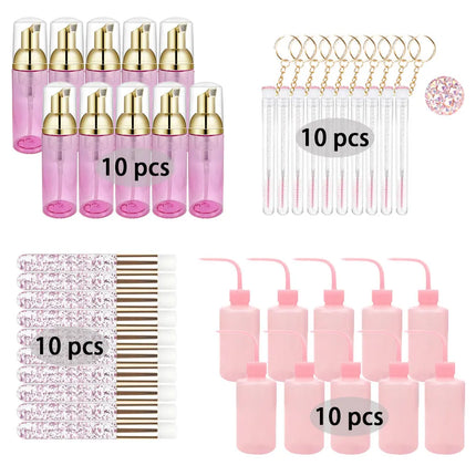 40Pcs/Set Grafting Eyelash Cleaning Set 60ML Empty Foam Pump Bottle Eyelash Makeup Bottle Shampoo Soap Dispenser Skin Care Tool