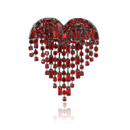 Beaut&Berry Valentine's Day Luxury Rhinestone Heart Brooches for Women Unisex Love Pins Casual Party Jewellery Accessories Gifts