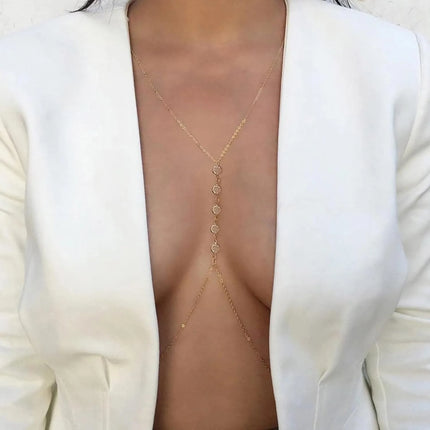 Summer Beach Crystal Belly Waist Chain, 26 Inches Body Chains for Women, Layered Rhinestone Crossover Bikini Bra Body Jewelry