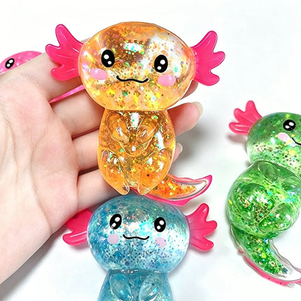 Glitter Maltose Axolotl Squishy Squeeze Toy Cute Fun Anxiety Relief Salamander Slow-rebound Stress Balls Fidgets Toys