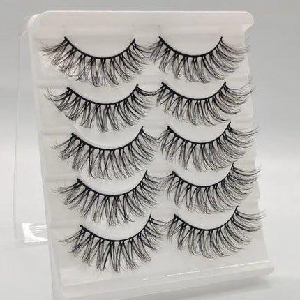 HBZGTLAD 3D natural cat eye fluffy soft cross 5 pairs of comic eyelashes Wispy natural eyelash extension eyelashes