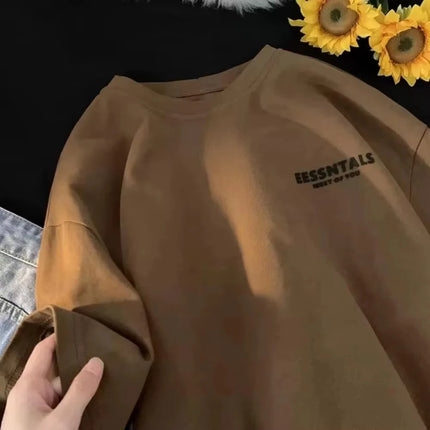 2026 Summer Men's Oversized Letter Print Short Sleeve 3D T-shirt Casual Loose Crew Neck Tee Streetwear Tops for Men