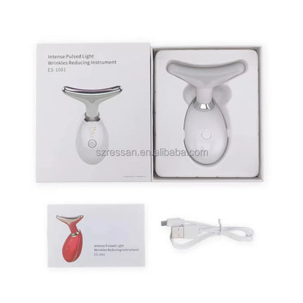3 in 1 Microcurrent Neck Massager Facial Lift Tighten Face Contour and Smooth Lines Device 3 Color LED Light Beauty Instrument