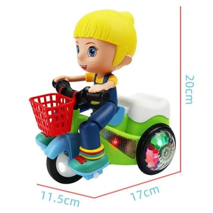 Music Function Electric Tricycle Toy Colorful Light Interactive Stunt Performance Tricycle Luminous Lights 360 Degree Rotate