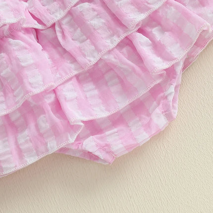 Toddler Girls Outfit Set Girl Clothes Suit Plaid Tie-Up Straps Sleeveless Tank Tops Elastic Waist Shorts Baby Clothing Sets