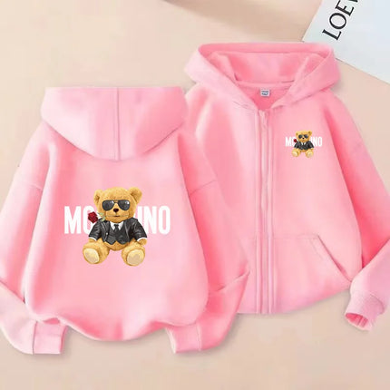 Children's New Zipper Style Long Sleeve Hoodie Cute Bears Pretty girl Charming Coat Girls Boy 3-12Yrs Leisure Sweatshirt Clothes