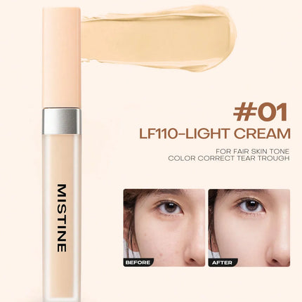 Mistine Liquid Concealer Full Coverage Under Eye Concealer for Dark Circles 24H Long-Lasting Waterproof Natural Coverage 1 Count