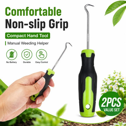 2Pcs Manual Weeding Hook Tool Stainless Steel Moss Remover Garden Weed Puller for Patio Driveway Brick Gaps Lawn Edging