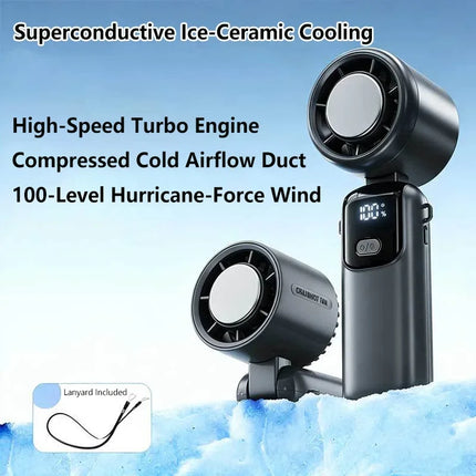 Lenovo Portable Handheld Cooling Fan 100-Speed Powerful Wind Ultra-Quiet Hanging Foldable 90° Adjustable for Office Outdoor
