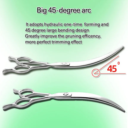 Dog grooming hair clippers, 7.5 ", super large 45 ° curved scissors,Pet Bend Scissor, fine dog hair trimming tool Shears