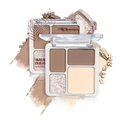 Three-dimensional facial four-color highlight contour palette,matte long-lasting brightening three-dimensional contour cosmetics