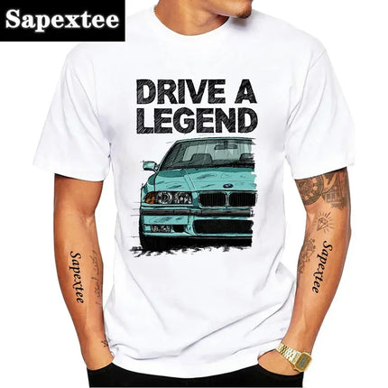 E30 E28 E36 Low Style Skull Driver T-Shirt New Summer Men Short Sleeve E90 Sport Car Design Boy Casual Tops Adventur White Tees