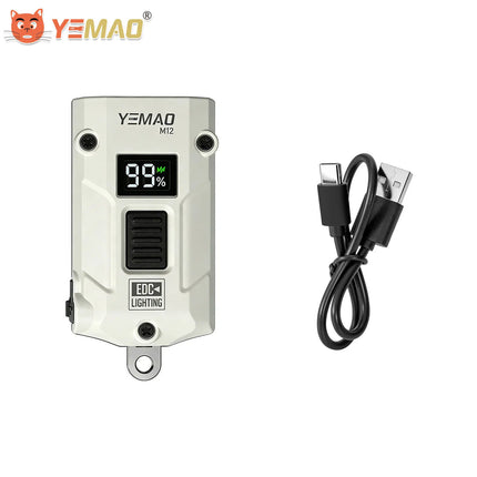 YEMAO M12 Pocket Flashlight 300 Lumens USB-C Charging Aluminum EDC Keychain Light With Power Display