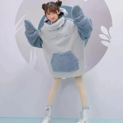 Kawaii Shark Shape Hoodie for Women Cute and Funny Coat Korean Fashion Loose All-match Oversized Thicken Hoodie