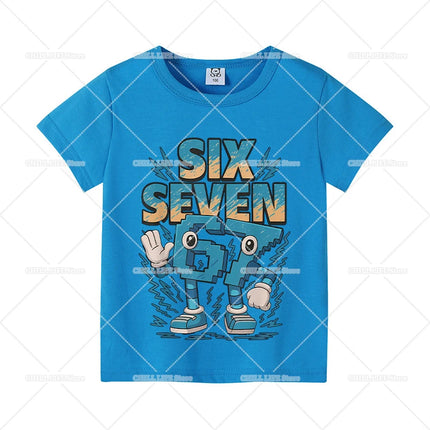 Steal A Brainrot Children Short Sleeves T-Shirts Cartoon 67 Six Seven Tops Shirts Game Cute Girls Boys Kids Summer Clothes Gift