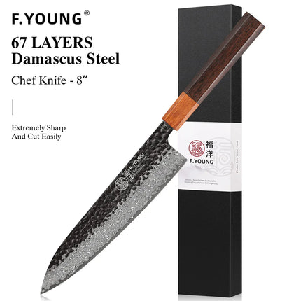 F.YOUNG Japanese Hand Forged Kitchen Knives Damascus Steel Chef Knife Vegetable Slicing Sashimi Utility Cooking Kitchen Utensils
