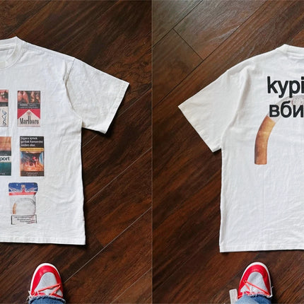 The Smoking Kills Collection Printing Cotton Fabric T-Shirt Summer Street Style Short Sleeved T-Shirt Cool Design Retro Tee Tops