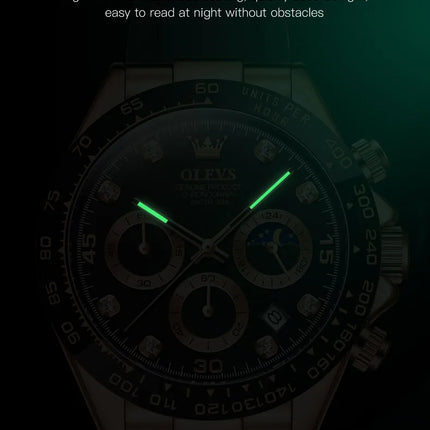 OLEVS 2875 Fashion Men's Watch Luxury Original Moon Phase Calendar Wristwatch Chronograph Luminous Waterproof Watch For Men