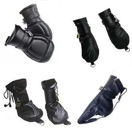 Handcuffs/Mittens/Boot Booties, Leather Gloves Dog Paw Padded Fist Mitts Socks,BDSM Bondage,Sex Toys